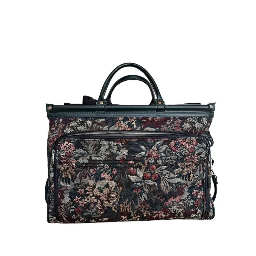 Atlantic Vintage Floral Tapestry Rolling Garment Bag Carry Suiter Travel Luggage